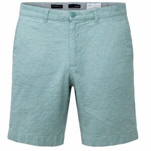 Bruno Shorts Mens 36 Washable Linen Flat Front Mint Green Solid Classic Fit